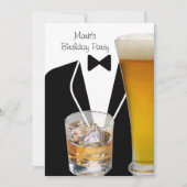 Birthday Party Mans Mens Beer Scotch Tuxedo Einladung (Vorderseite)