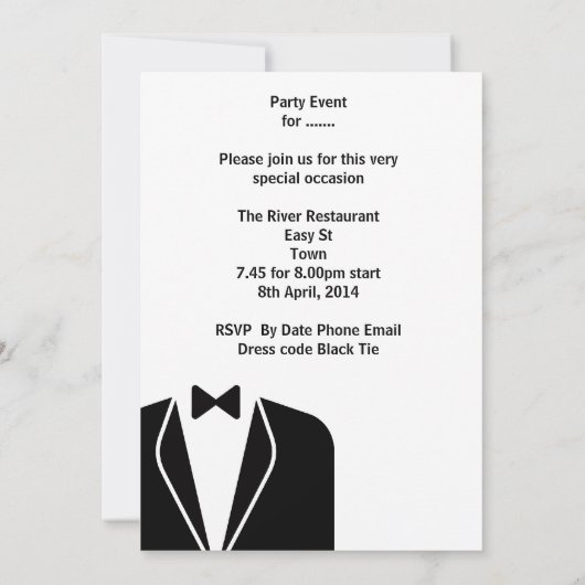 Birthday Party Mans Mens Beer Scotch Tuxedo Einladung (Rückseite)