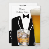 Birthday Party Mans Mens Beer Scotch Tuxedo Einladung (Vorne/Hinten)