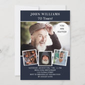 Birthday Party Marine blaue Foto Collage Einladung (Vorderseite)