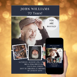 Birthday Party Marine blaue Foto Collage Einladung