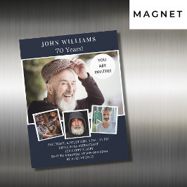 Birthday Party Marine blauen Foto Collage Luxus Magneteinladung
