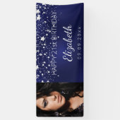 Birthday Party Marine blauen Sterne Foto Banner (Vertikal)