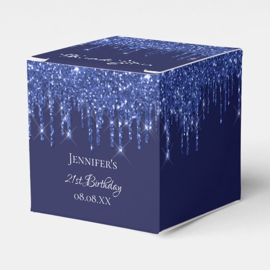 Birthday Party Marine blauen weißen Glitzer Tropfe Geschenkschachtel (Vorderseite)