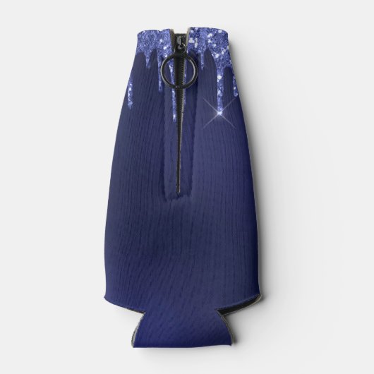 Birthday Party Marine Blue Glitzer Tropfen weiße B Flaschenkühler (Rückseite)