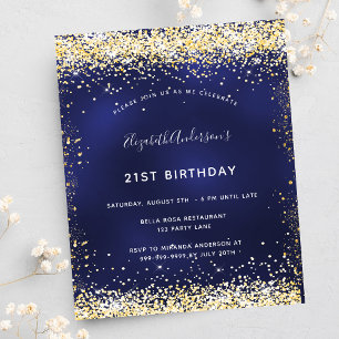 Birthday Party Marine Blue Gold Einladung