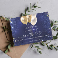 Birthday Party Marine Blue Gold Save the Date Kart