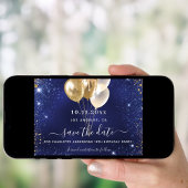 Birthday Party Marine Blue Gold Save the Date Kart Einladung