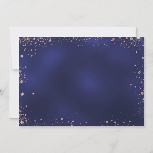 Birthday Party Marine Blue Rose Gold Glitzer Save The Date (Rückseite)