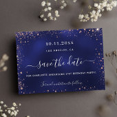 Birthday Party Marine Blue Rose Gold Glitzer Save The Date