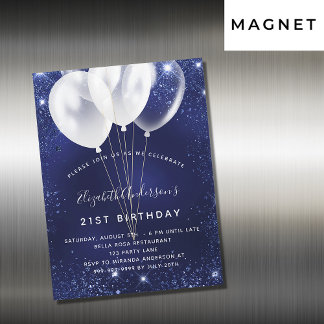 Birthday Party Marinebahn blauen Glitzer Ballons L Magneteinladung