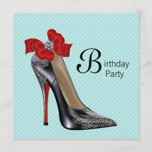 Birthday Party mit aquamarinem Blue Black High Hee Einladung