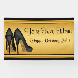 Birthday Party mit Black and Gold High Heel Shoel Banner