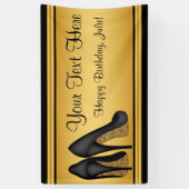 Birthday Party mit Black and Gold High Heel Shoel Banner (Vertikal)
