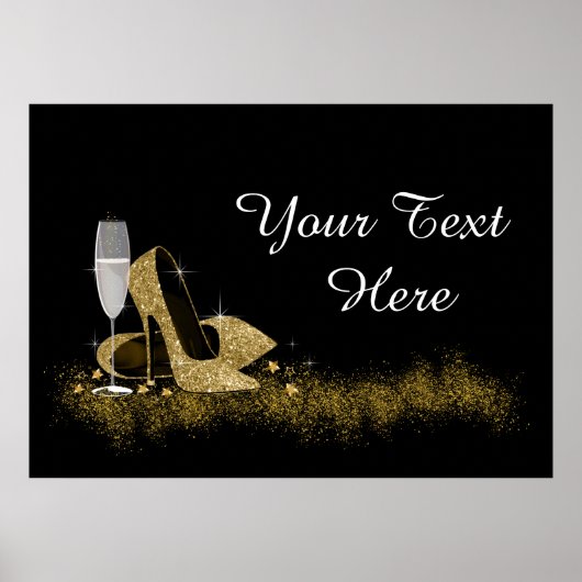 Birthday Party mit Black and Gold High Heel Shoel Poster (Vorne)