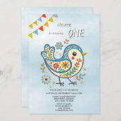 Birthday Party mit Bläserblumen Einladung (Vorne/Hinten)