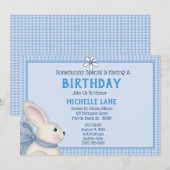 Birthday Party mit Blauer Kaninchen Einladung (Vorne/Hinten)