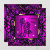 Birthday Party mit Blütenleopard Einladung (Vorne/Hinten)