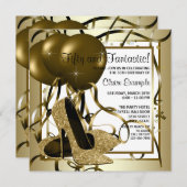 Birthday Party mit Frauen White Gold High Heel Sho Einladung (Vorne/Hinten)