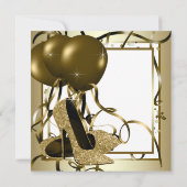 Birthday Party mit Frauen White Gold High Heel Sho Einladung (Rückseite)