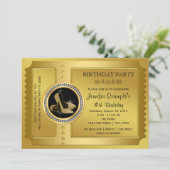 Birthday Party mit Gold High Heel Shoe Einladung (Stehend Vorderseite)