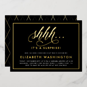 Birthday Party mit Gold und Schwarz Folieneinladung