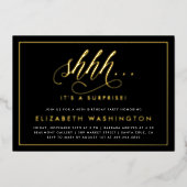 Birthday Party mit Gold und Schwarz Folieneinladung (Vorderseite)