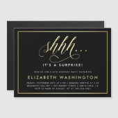 Birthday Party mit Gold und Schwarz Magneteinladung (Vorne/Hinten)