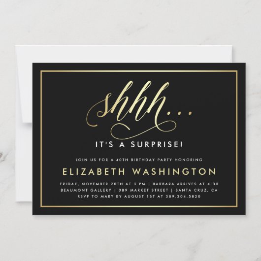 Birthday Party mit Gold und Schwarz Magneteinladung (Vorderseite)