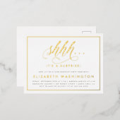 Birthday Party mit Gold und Weiß Folie Einladungspostkarte (Vorderseite/Rückseite)