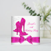 Birthday Party mit Hot Pink High Heel Shoe Einladung (Stehend Vorderseite)