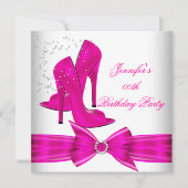 Birthday Party mit Hot Pink High Heel Shoe Einladung (Vorderseite)
