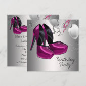 Birthday Party mit Hot Pink High Heel Shoes Einladung (Vorne/Hinten)