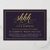 Birthday Party mit Lila Gold und Überraschung Folieneinladung (Vorderseite)