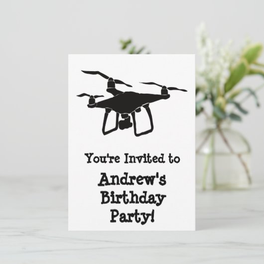 Birthday Party mit schwarzem und weißem Drossel Einladung (Stehend Vorderseite)