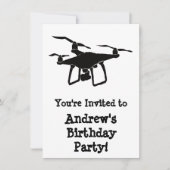 Birthday Party mit schwarzem und weißem Drossel Einladung (Vorderseite)