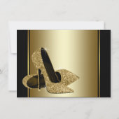Birthday Party mit schwarzen Gold High Heels Einladung (Rückseite)