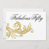 Birthday Party mit weißem und goldenem Swirt Einladung (Vorderseite)