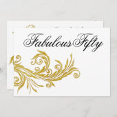 Birthday Party mit weißem und goldenem Swirt Einladung (Vorne/Hinten)