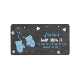Birthday Party Mittens Blue Cold Address Labels Adressaufkleber