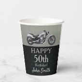 Birthday Party Motorrad 50. Cool Pappbecher (Rückseite)