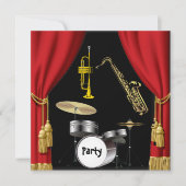Birthday Party Music Dance Vorhänge Einladung (Vorderseite)