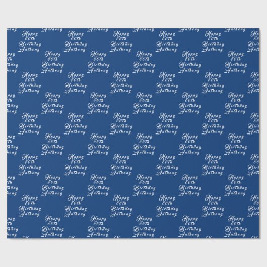 Birthday Party Name Blue Modern Pattern Geschenkpapier (Flach)