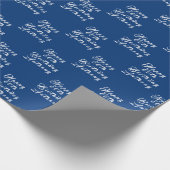 Birthday Party Name Blue Modern Pattern Geschenkpapier (Ecke)