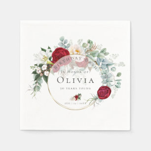 Birthday Party Napkins Lebhafte Red Peony Bouque Serviette