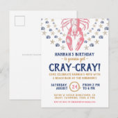 Birthday Party Nautical Beach Crayfish Cornavy Einladungspostkarte (Vorne/Hinten)