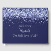Birthday Party navy blauer Name Gästebuch (Vorderseite)