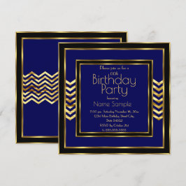 Birthday Party Navy Blue Black Gold Art Deco Einladung