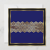 Birthday Party Navy Blue Black Gold Art Deco Einladung (Rückseite)