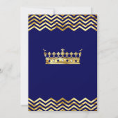 Birthday Party Navy Blue Gold Crown Zickzack Einladung (Rückseite)